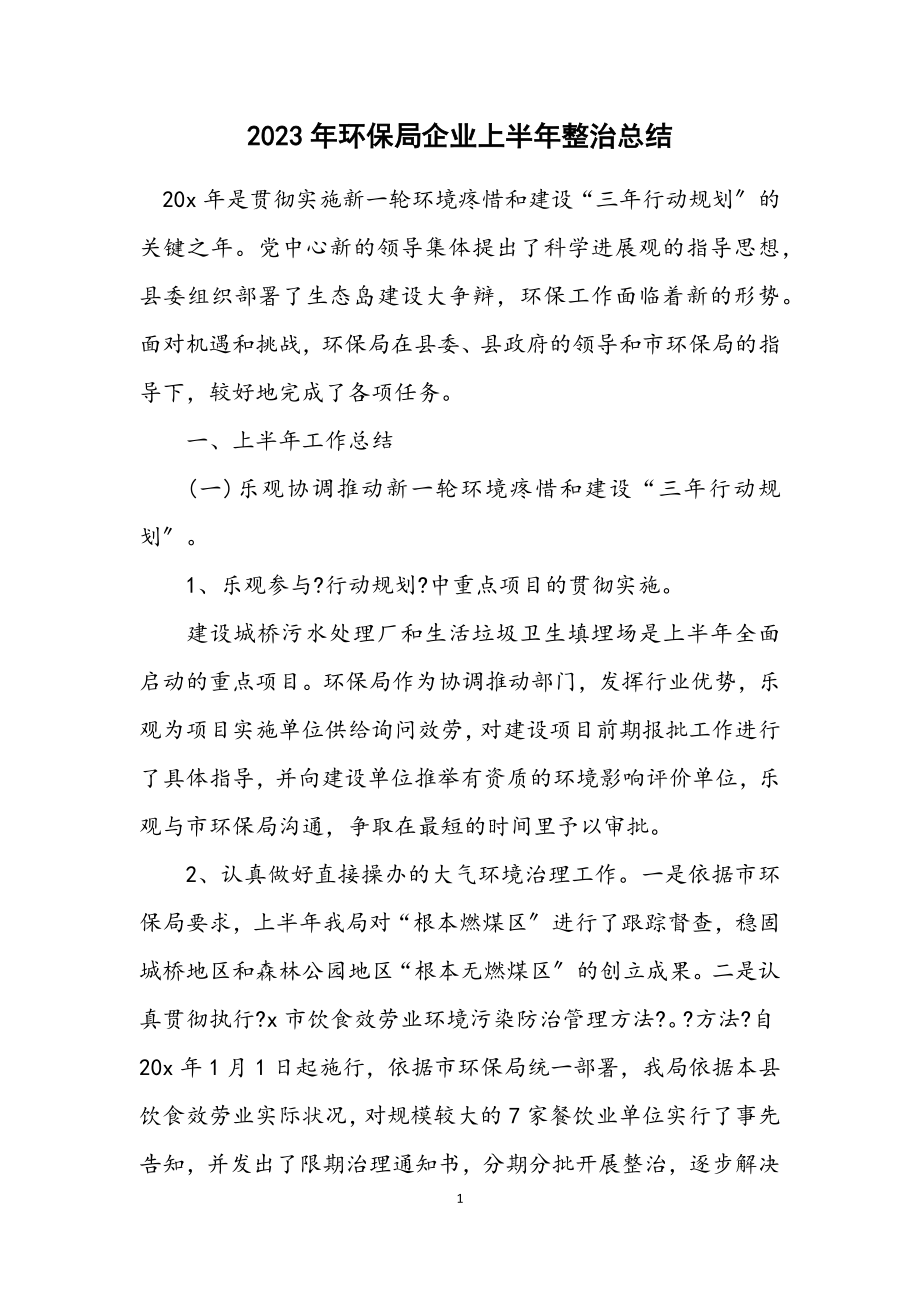 2023年环保局企业上半年整治总结.docx_第1页