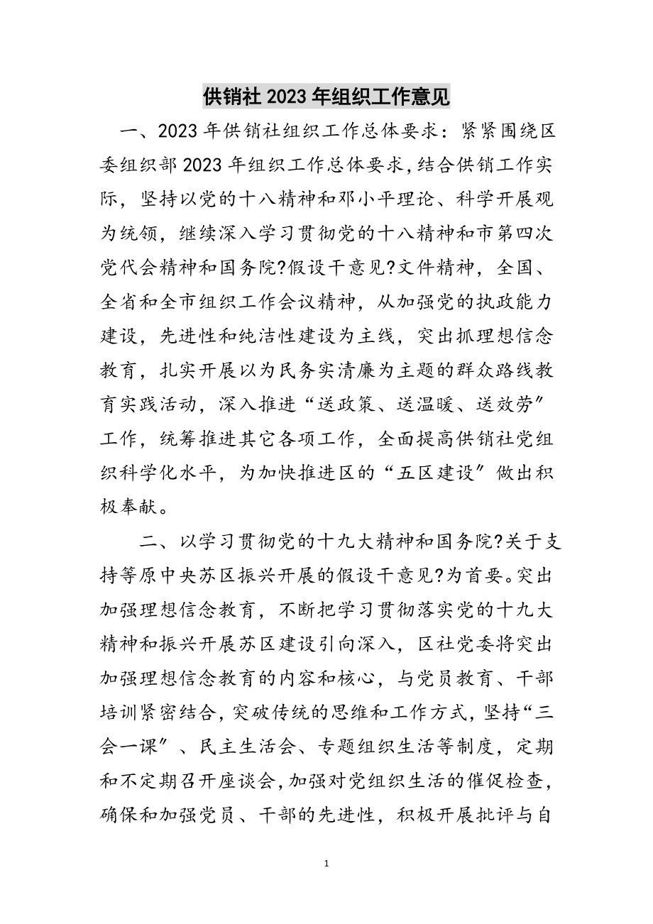 2023年供销社年组织工作意见范文.doc_第1页