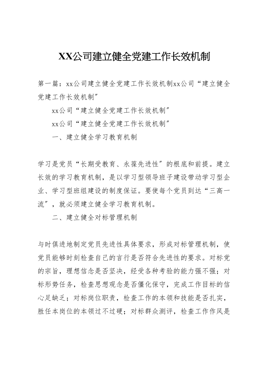 2023年公司建立健全党建工作长效机制.doc_第1页