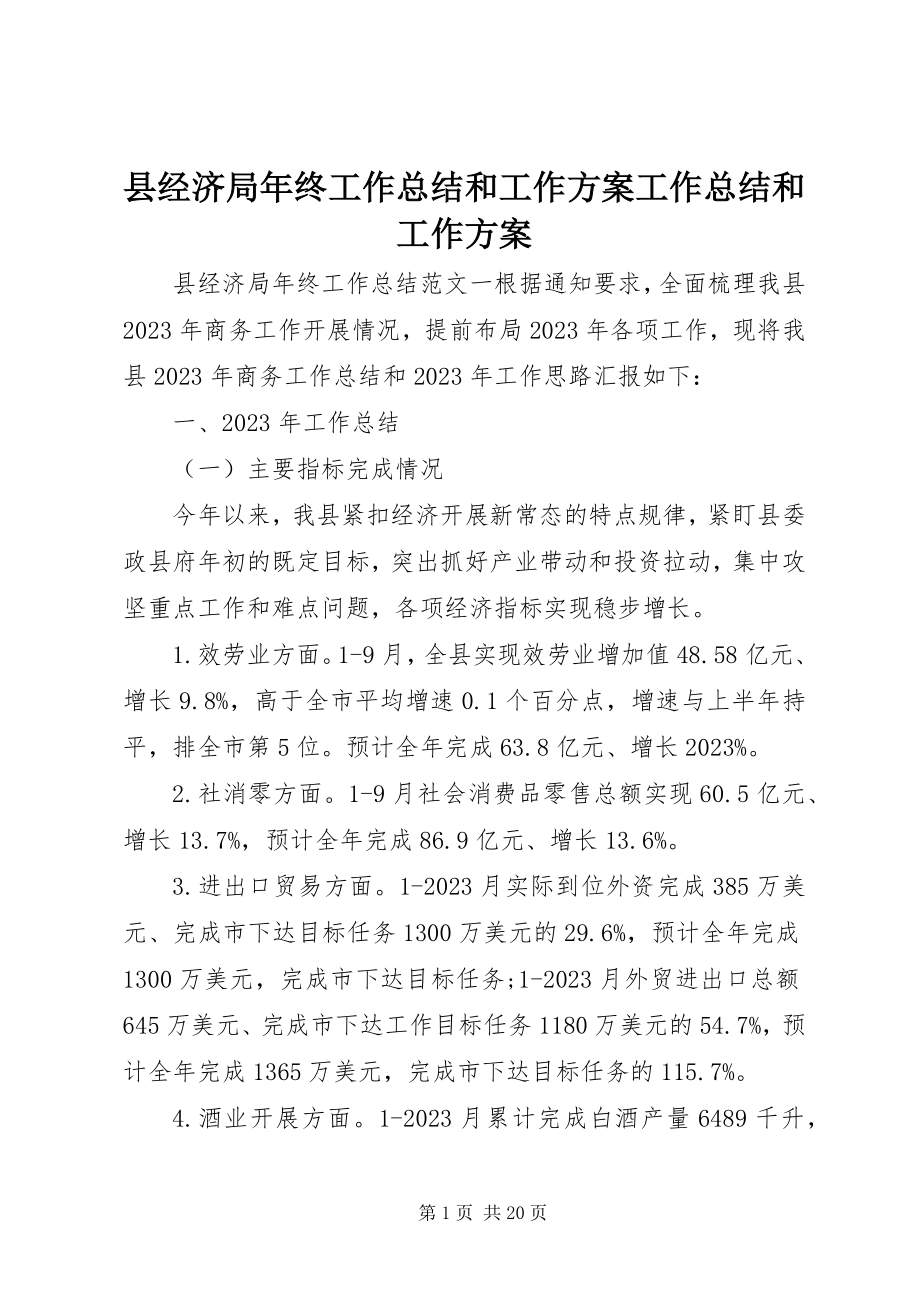 2023年县经济局年终工作总结和工作计划工作总结和工作计划.docx_第1页