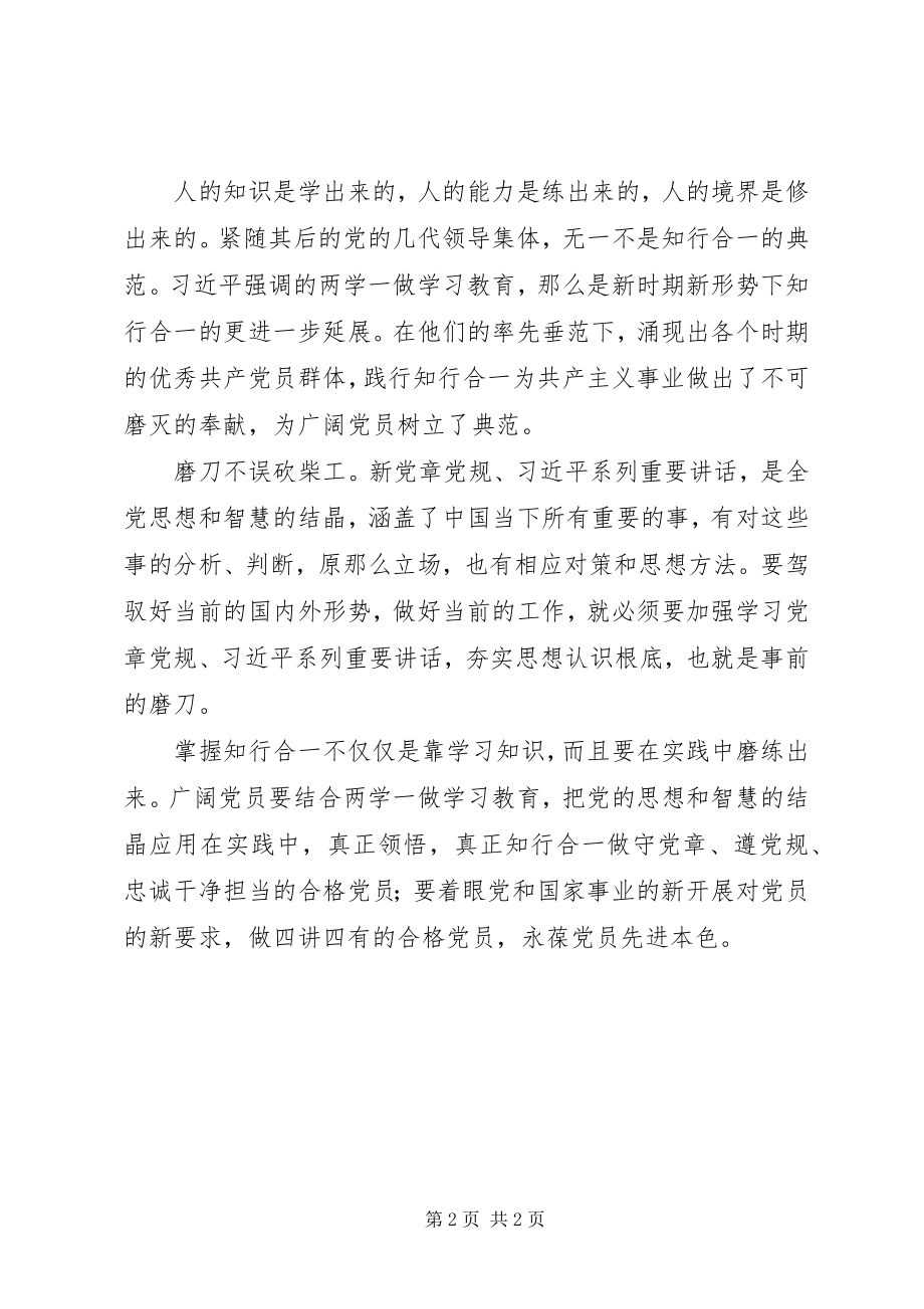 2023年两学一做心得体会践行“两学一做”永葆党员先进本色.docx_第2页