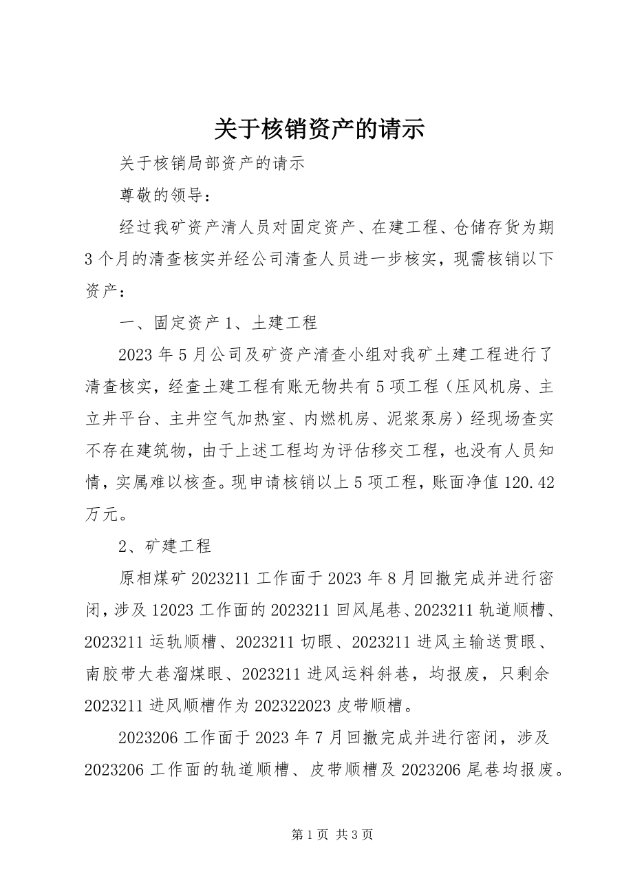 2023年核销资产的请示.docx_第1页