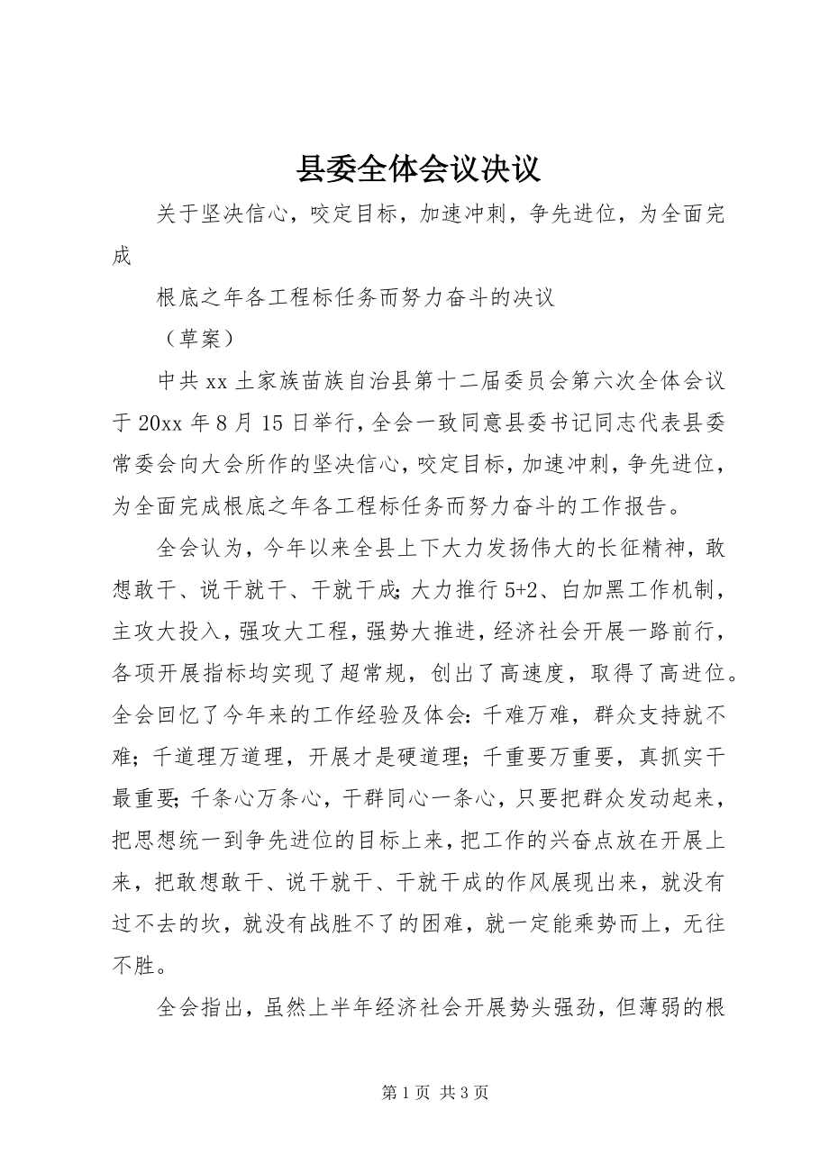 2023年县委全体会议决议.docx_第1页