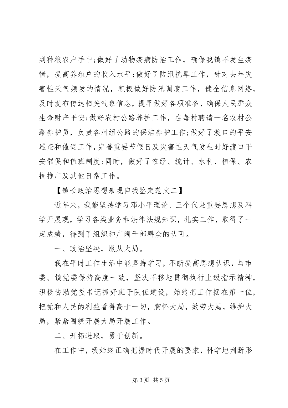 2023年镇长政治思想表现自我鉴定.docx_第3页