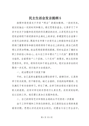 2023年民主生活会讲话提纲5.docx