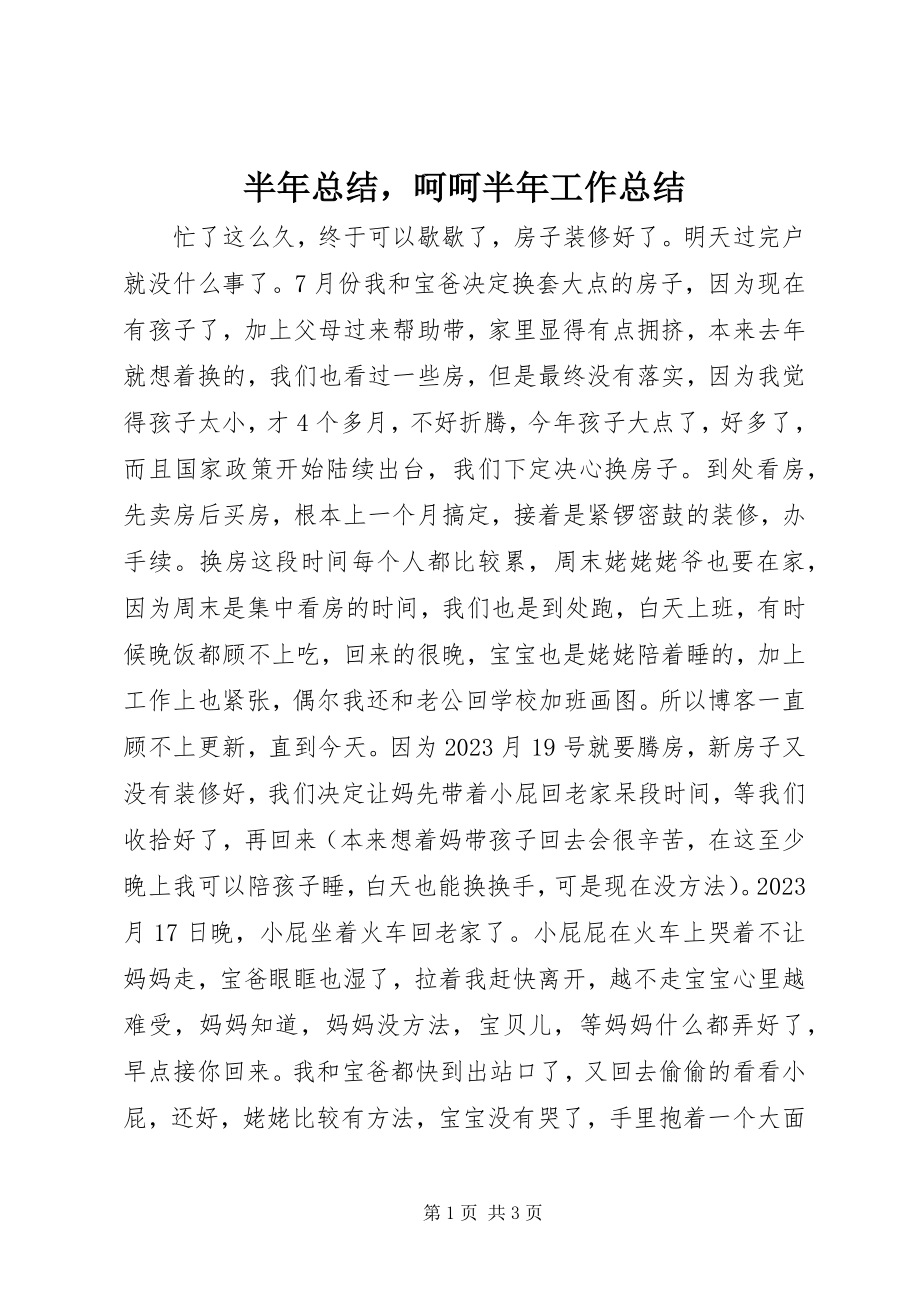 2023年半年总结呵呵半年工作总结新编.docx_第1页