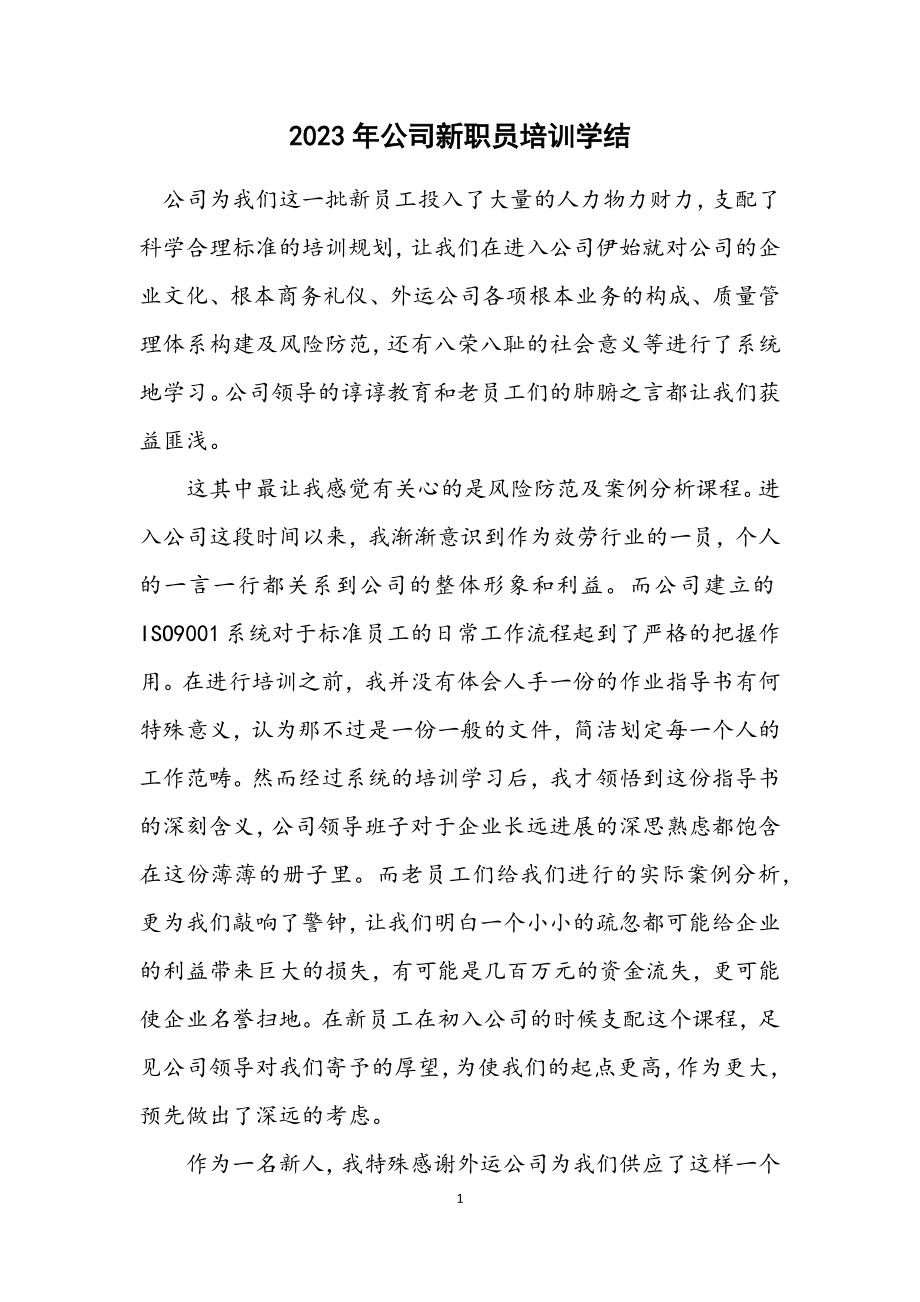 2023年公司新职员培训学结.docx_第1页