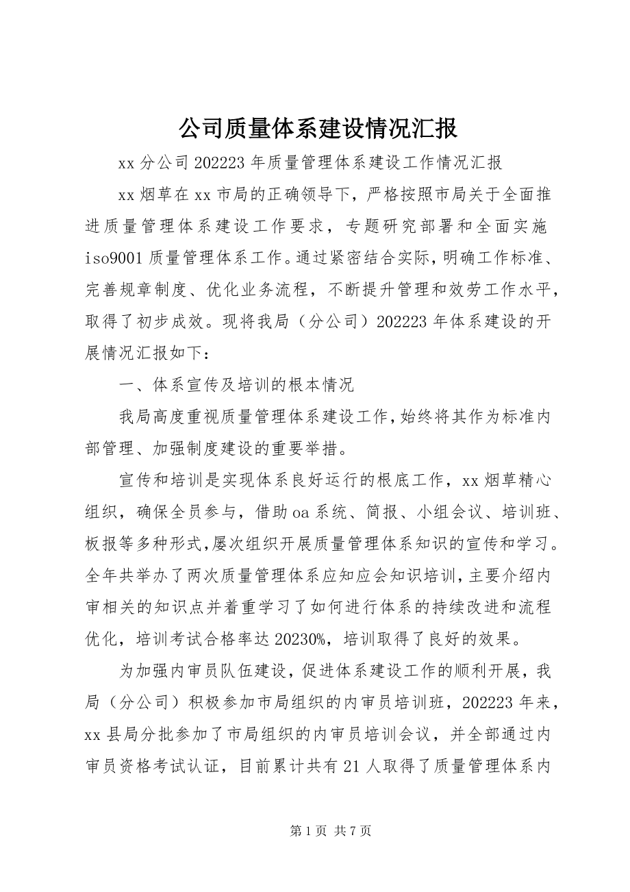 2023年公司质量体系建设情况汇报.docx_第1页