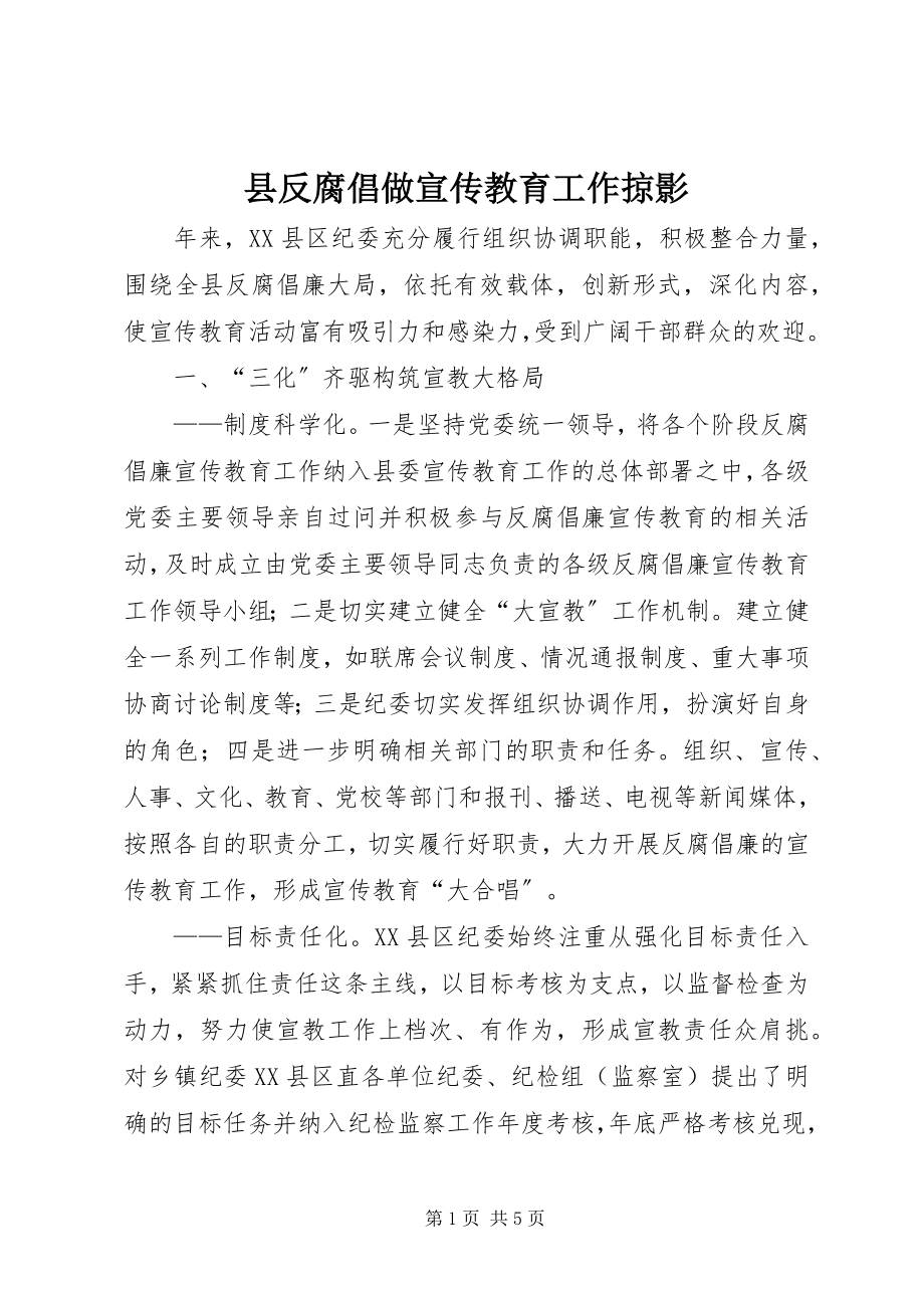 2023年县反腐倡做宣传教育工作掠影.docx_第1页