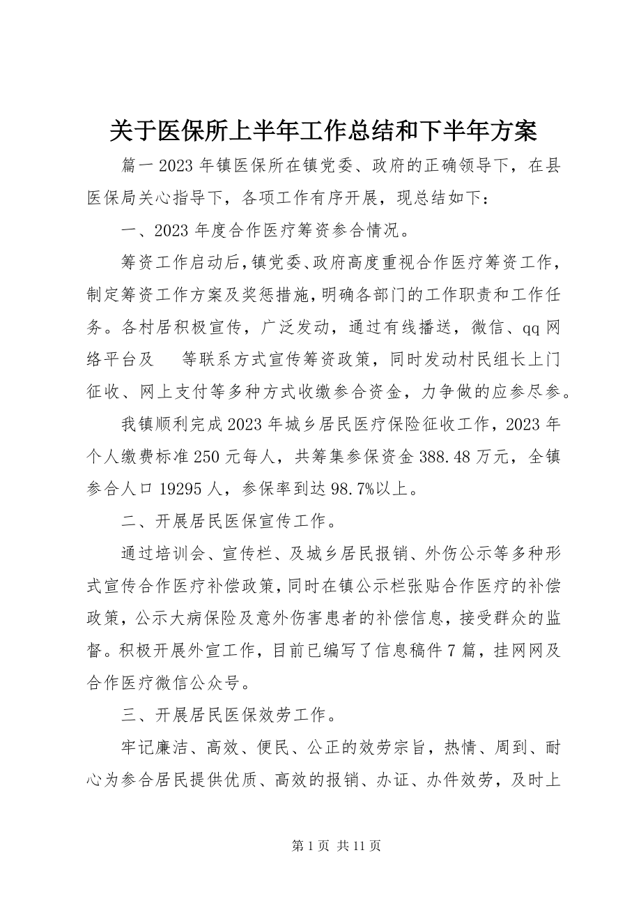 2023年医保所上半年工作总结和下半计划.docx_第1页