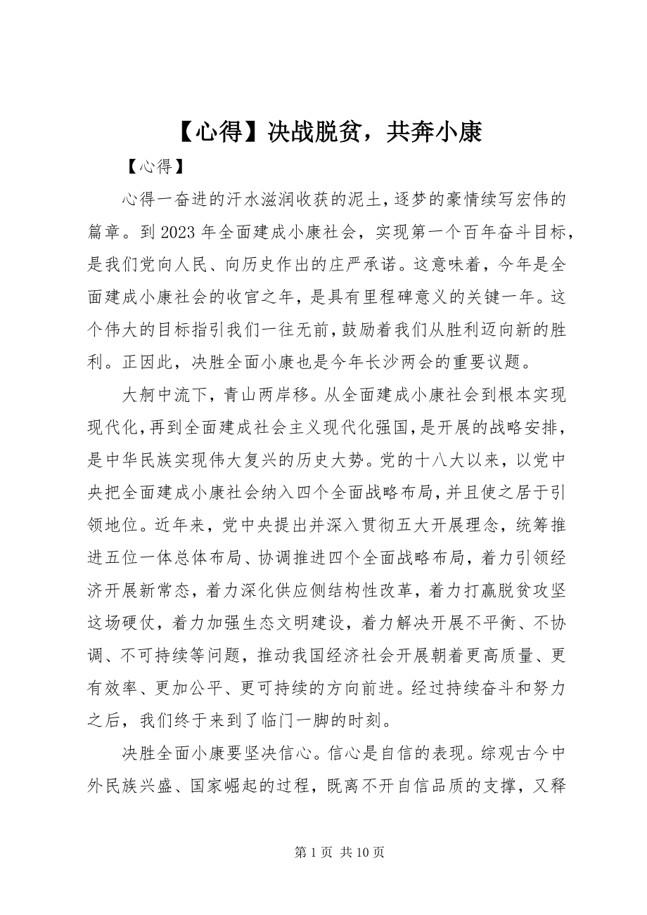 2023年心得决战脱贫共奔小康新编.docx_第1页