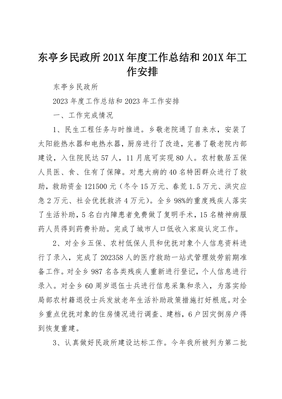 2023年东亭乡民政所度工作总结和工作安排.docx_第1页