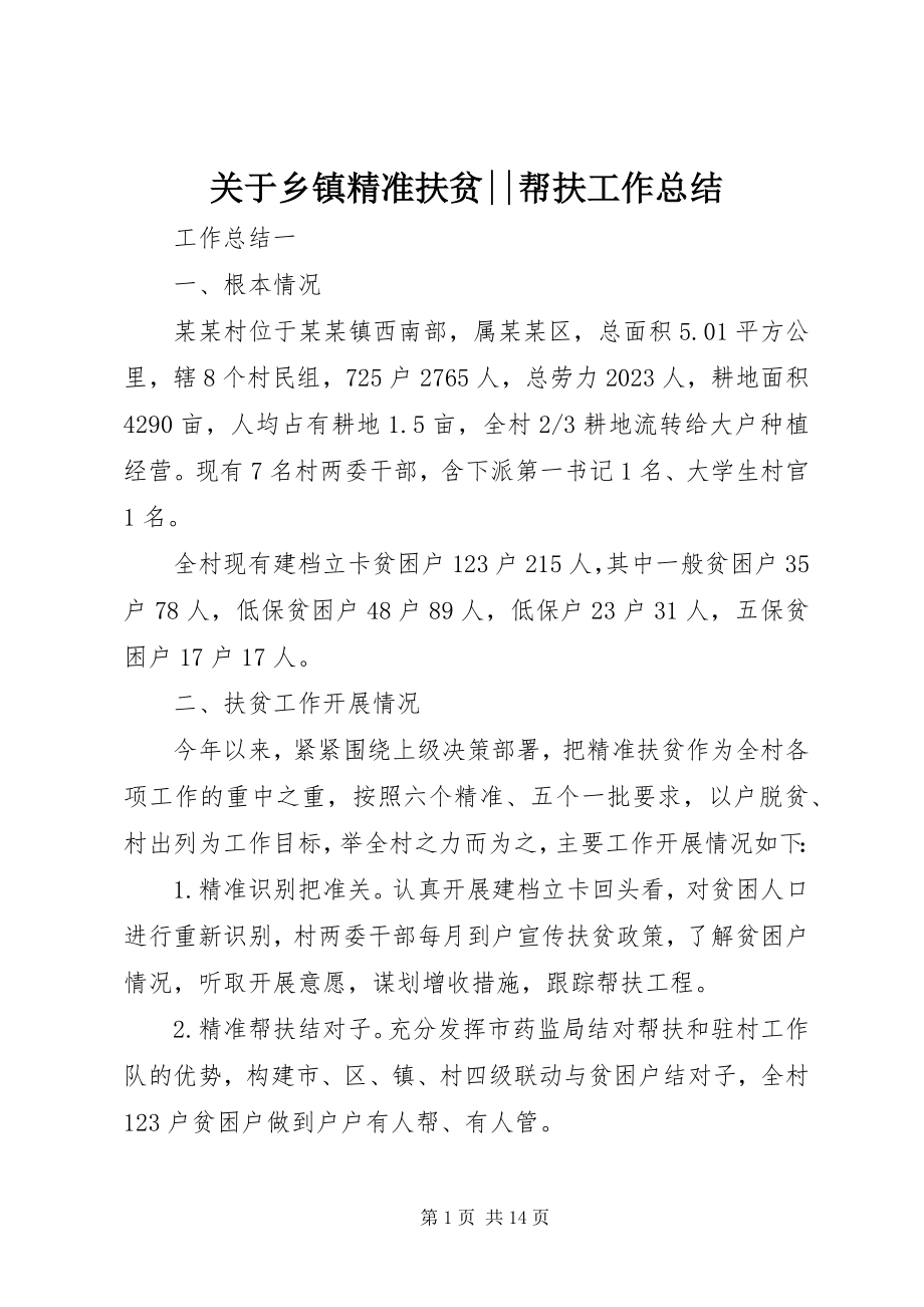 2023年乡镇精准扶贫帮扶工作总结.docx_第1页