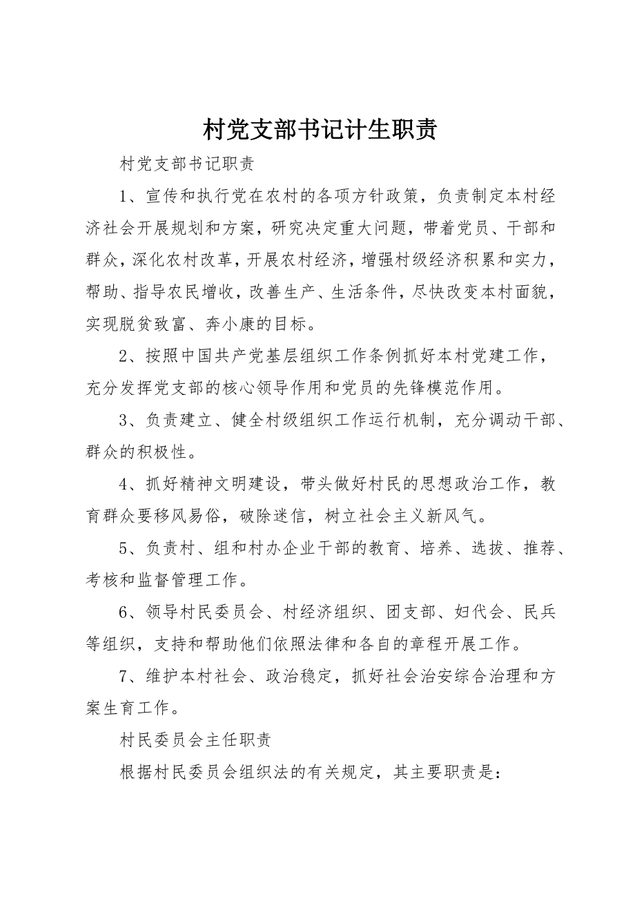 2023年村党支部书记计生职责新编.docx_第1页