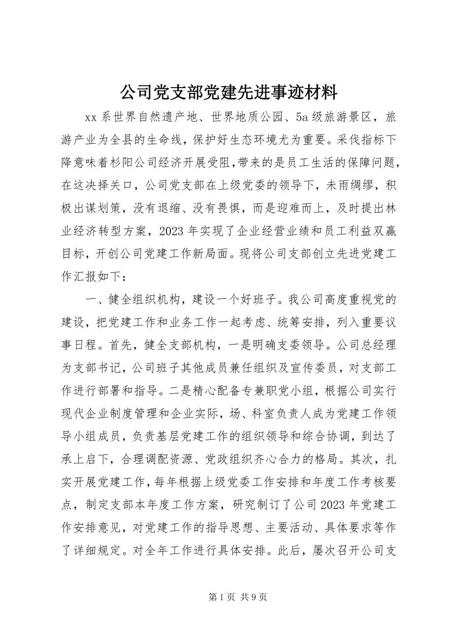 2023年公司党支部党建先进事迹材料.docx_第1页