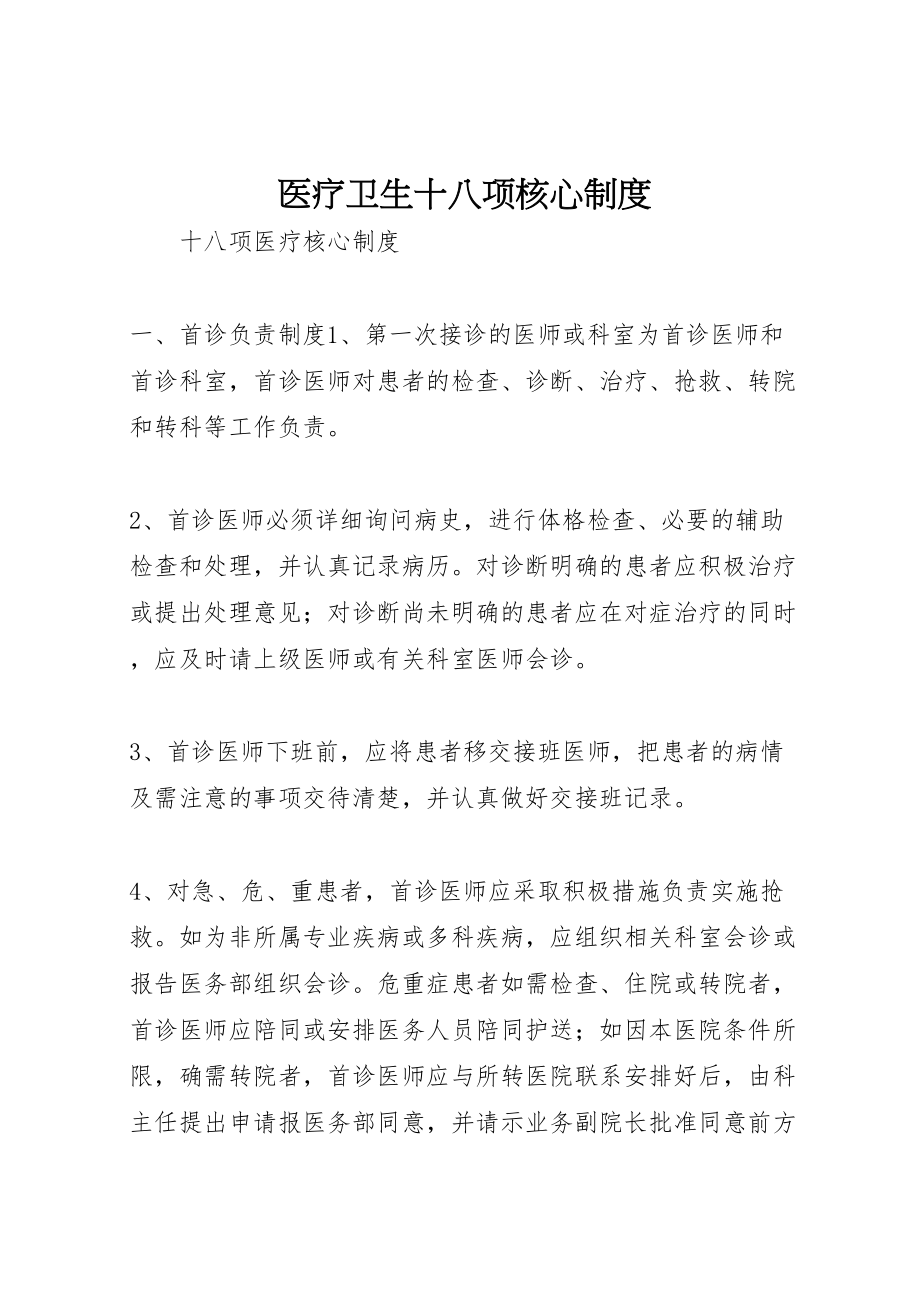 2023年医疗卫生十八项核心制度.doc_第1页