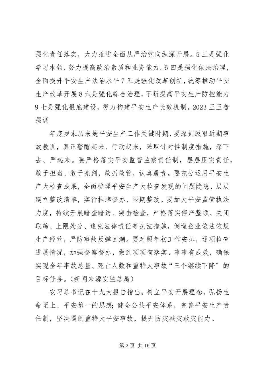 2023年王玉普致辞安监落实十九大精神与年底岁末安全要求.docx_第2页