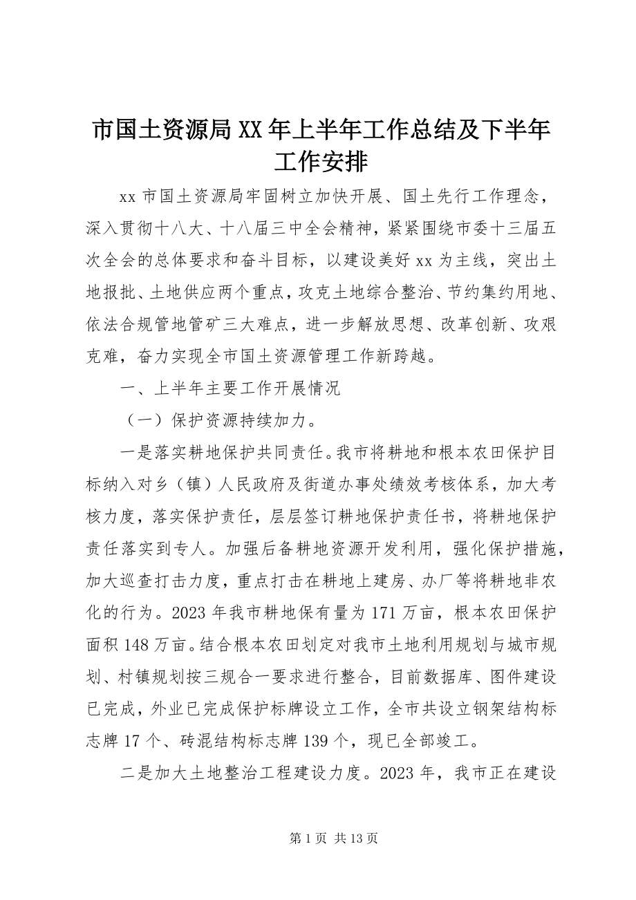 2023年市国土资源局上半年工作总结及下半年工作安排.docx_第1页