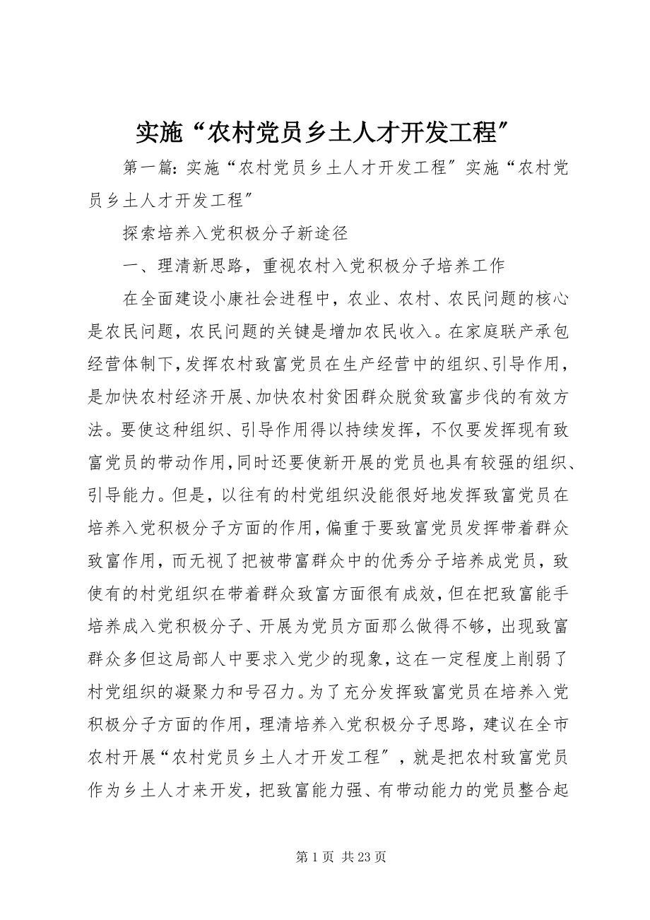 2023年实施“农村党员乡土人才开发工程”.docx_第1页