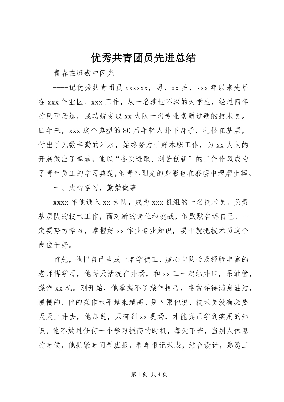 2023年优秀共青团员先进总结.docx_第1页