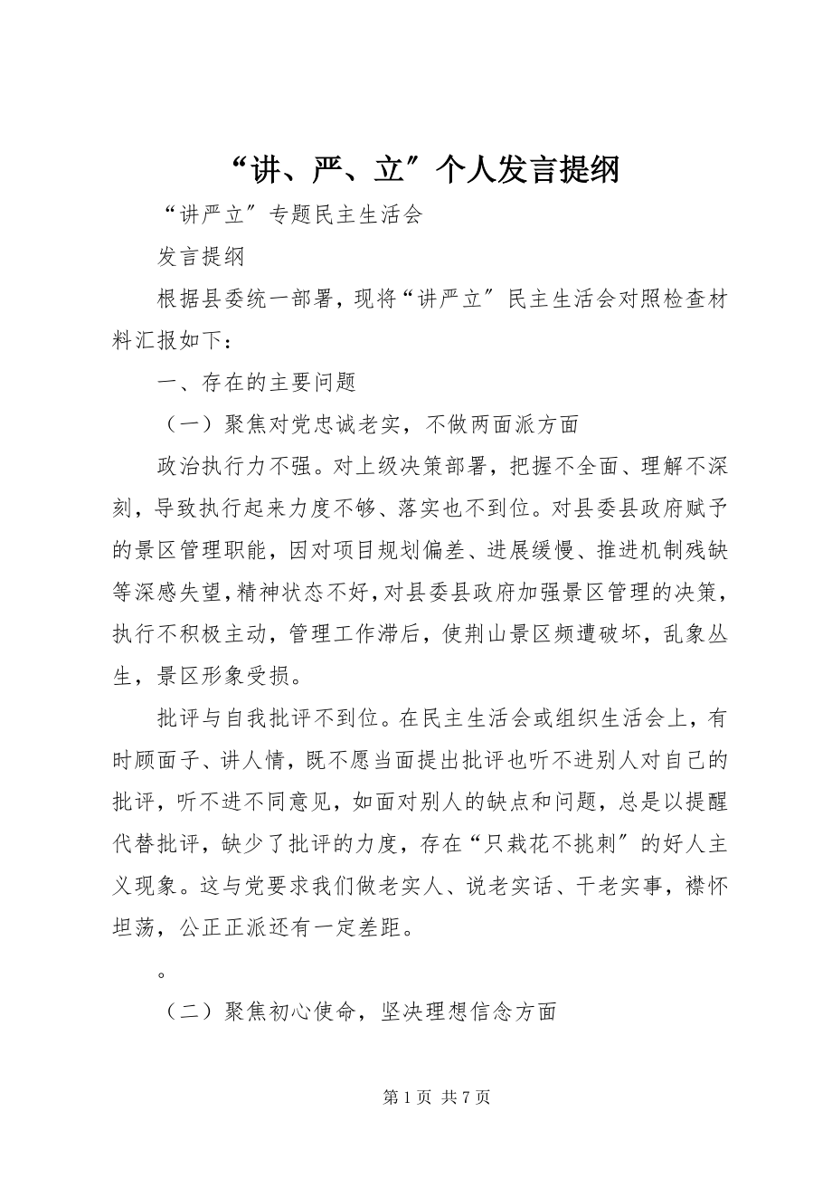 2023年讲严立个人讲话提纲.docx_第1页