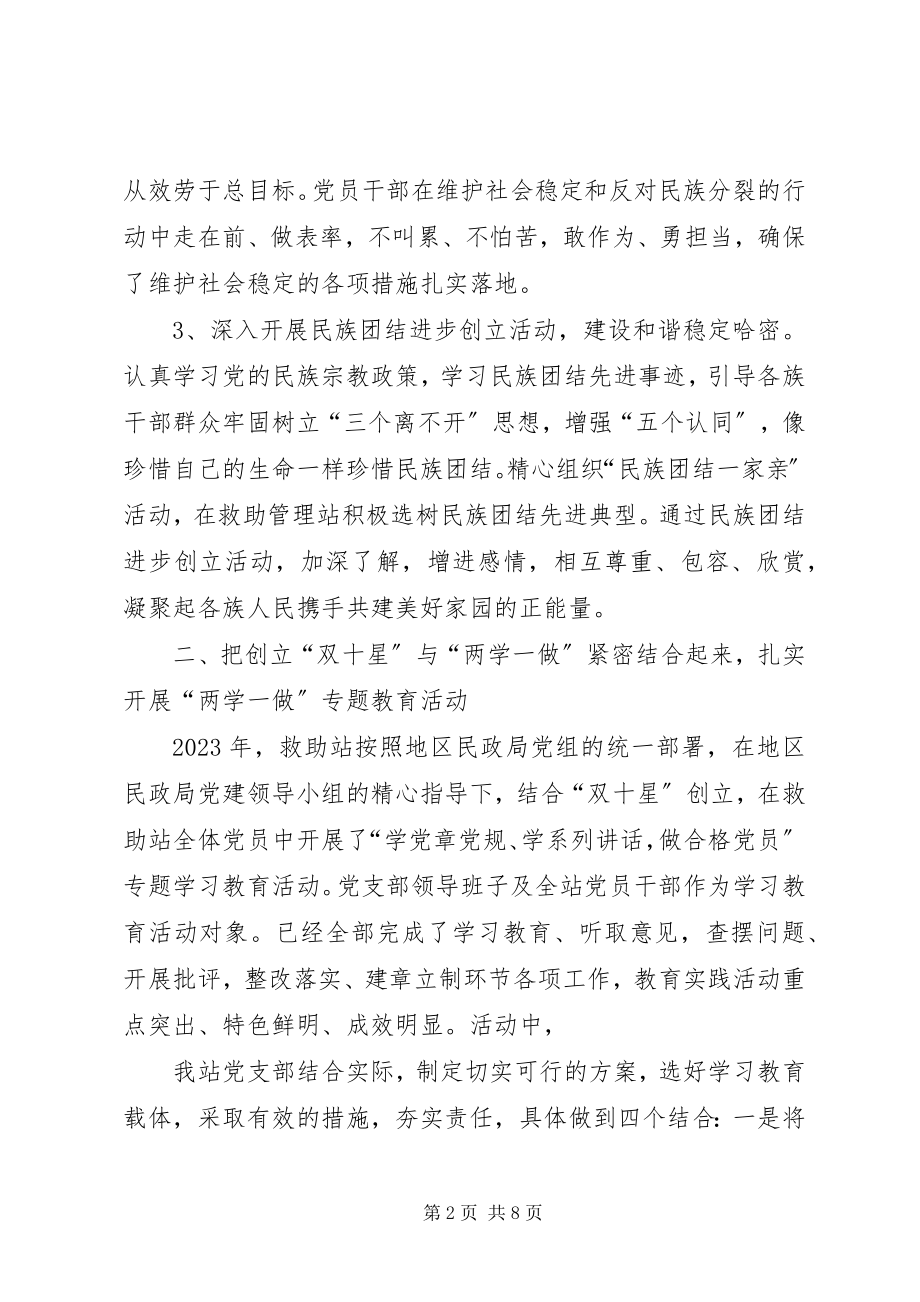 2023年救助管理站党支部述职述责工作汇报.docx_第2页