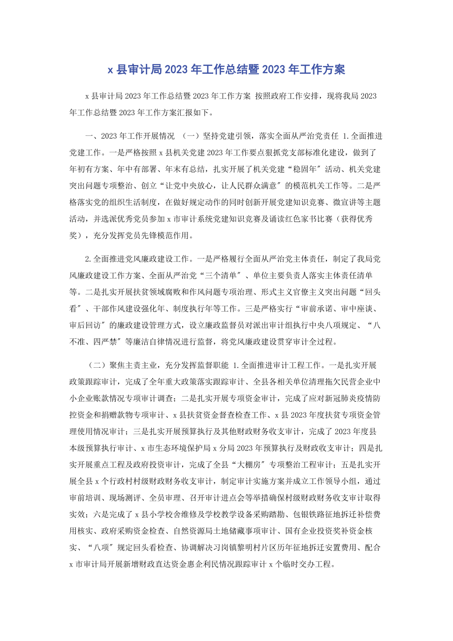 2023年X县审计局年工作总结暨工作计划.docx_第1页