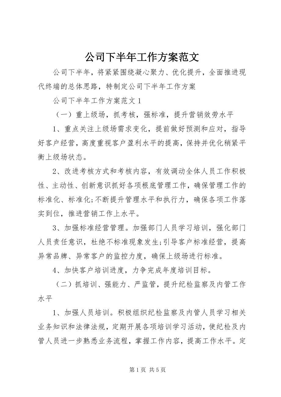 2023年公司下半年工作计划2.docx_第1页