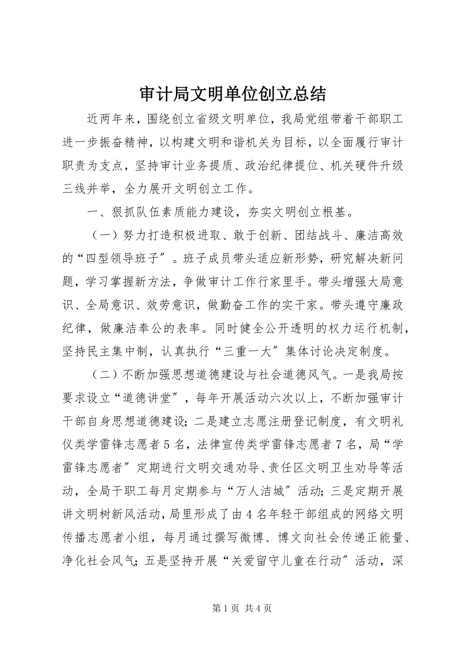 2023年审计局文明单位创建总结.docx_第1页