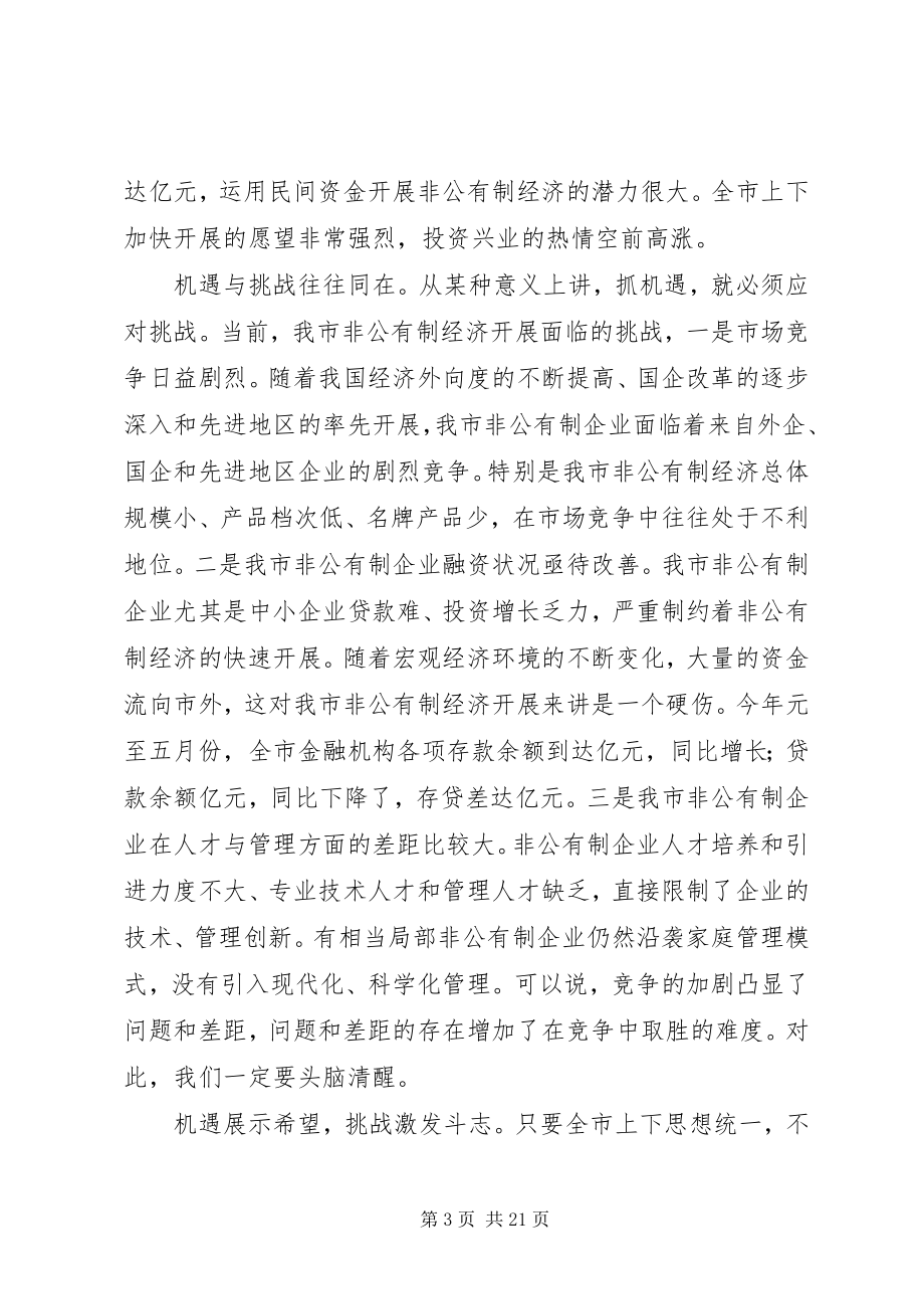 2023年在全市非公有制经济工作会议上致辞.docx_第3页