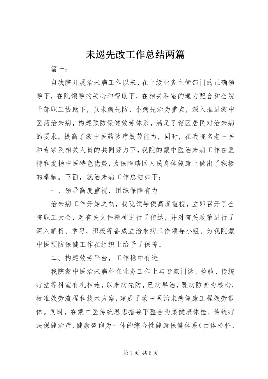 2023年未巡先改工作总结两篇.docx_第1页