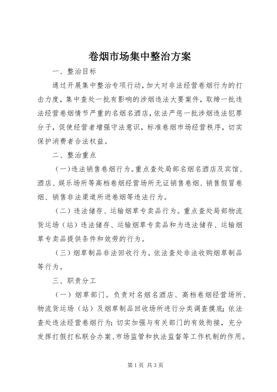 2023年卷烟市场集中整治方案.docx_第1页