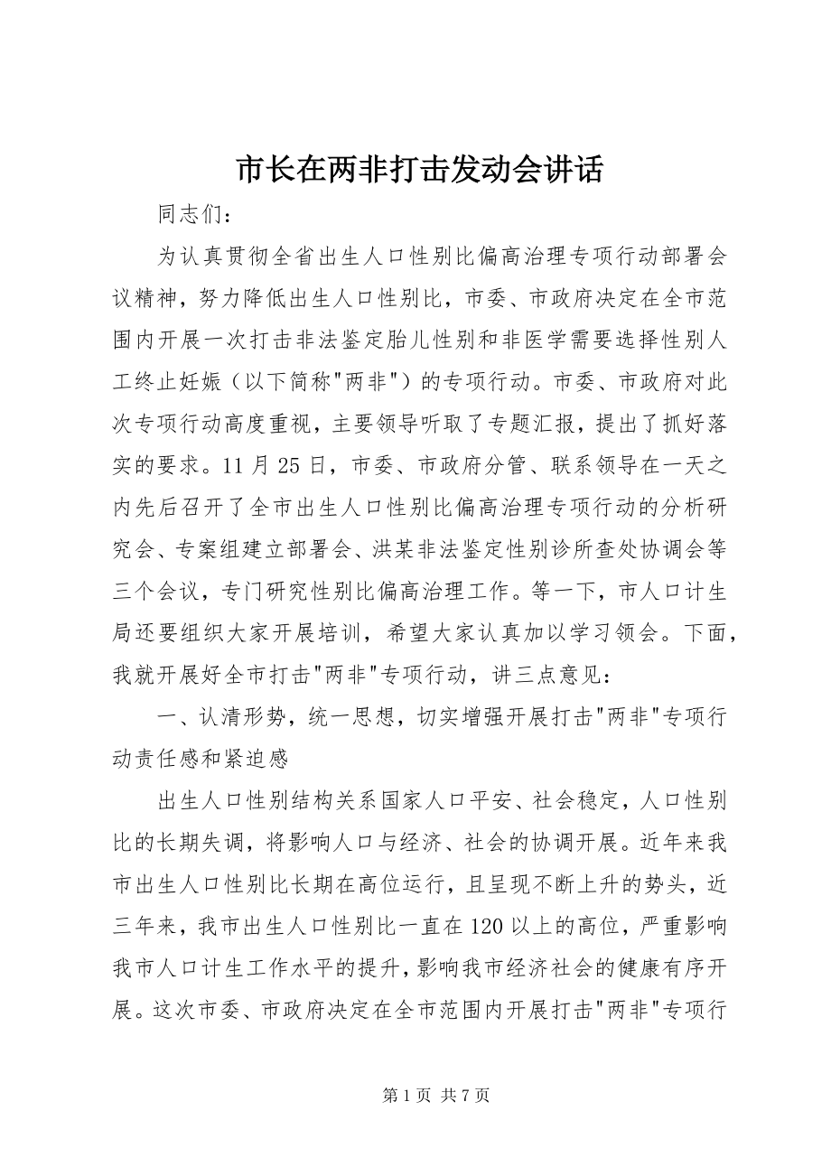 2023年市长在两非打击动员会致辞.docx_第1页