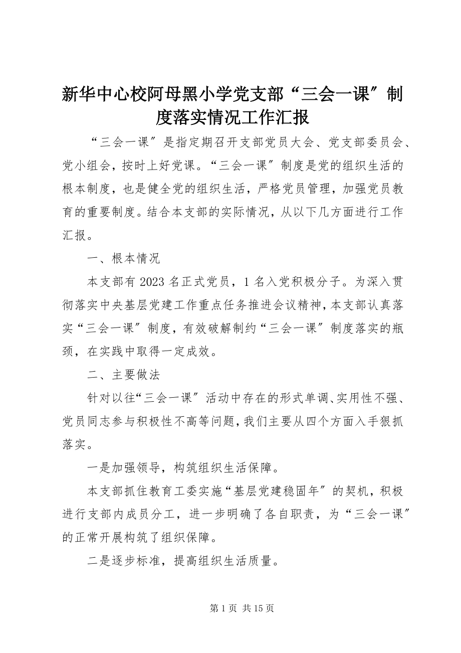 2023年新华中心校阿母黑小学党支部“三会一课”制度落实情况工作汇报.docx_第1页