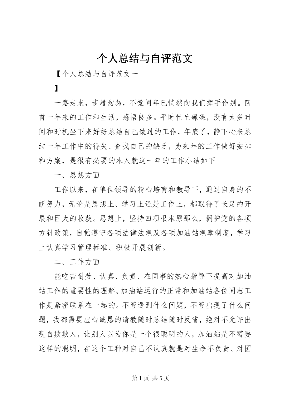 2023年个人总结与自评.docx_第1页