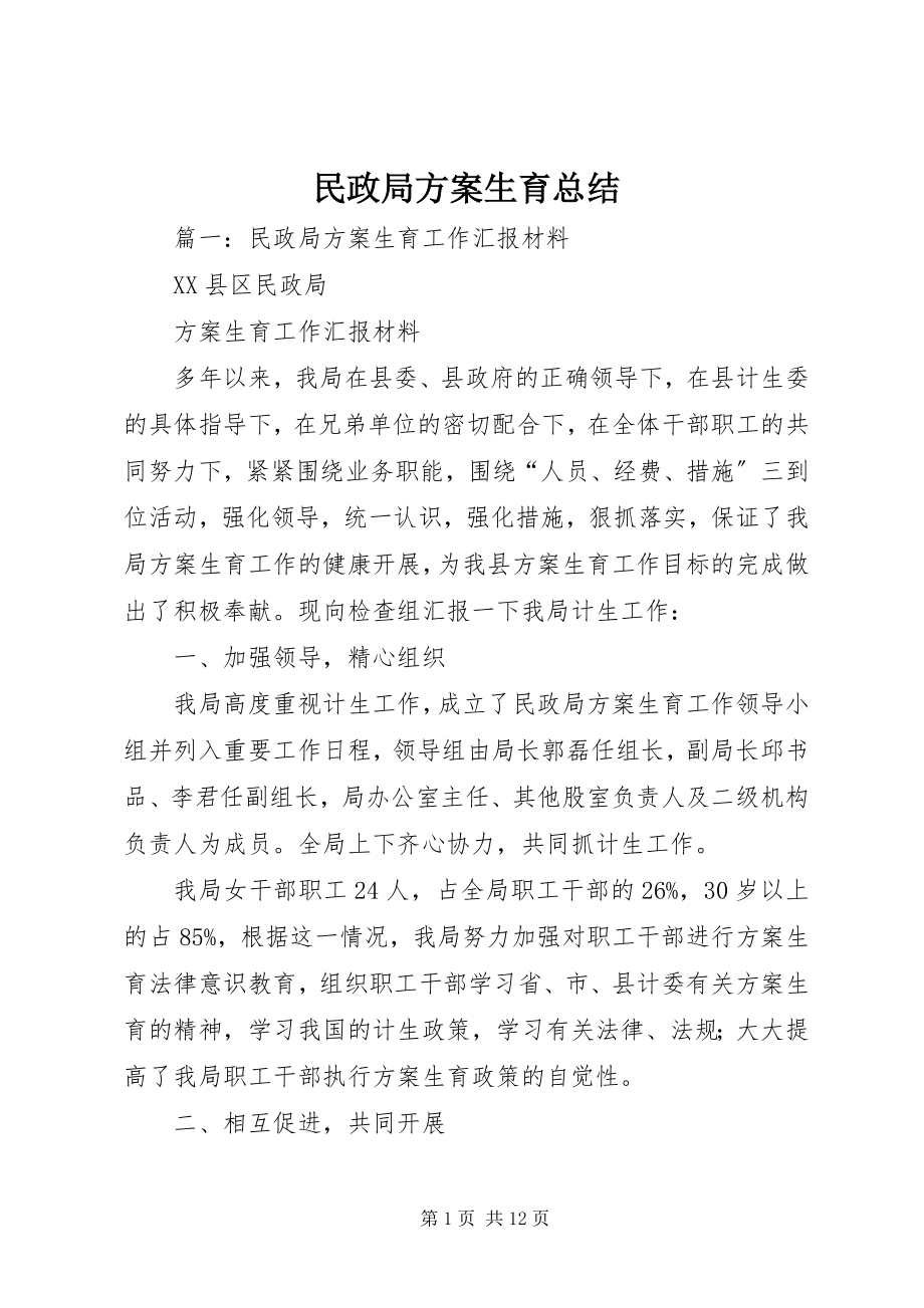 2023年民政局计划生育总结.docx_第1页