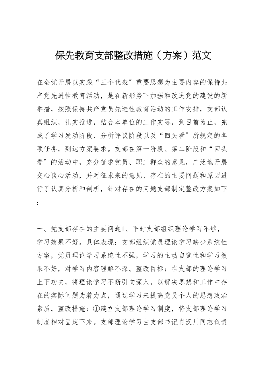 2023年保先教育支部整改措施范文.doc_第1页