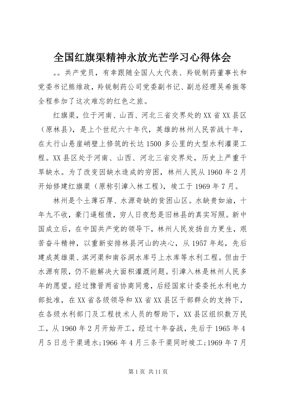 2023年全国红旗渠精神永放光芒学习心得体会.docx_第1页