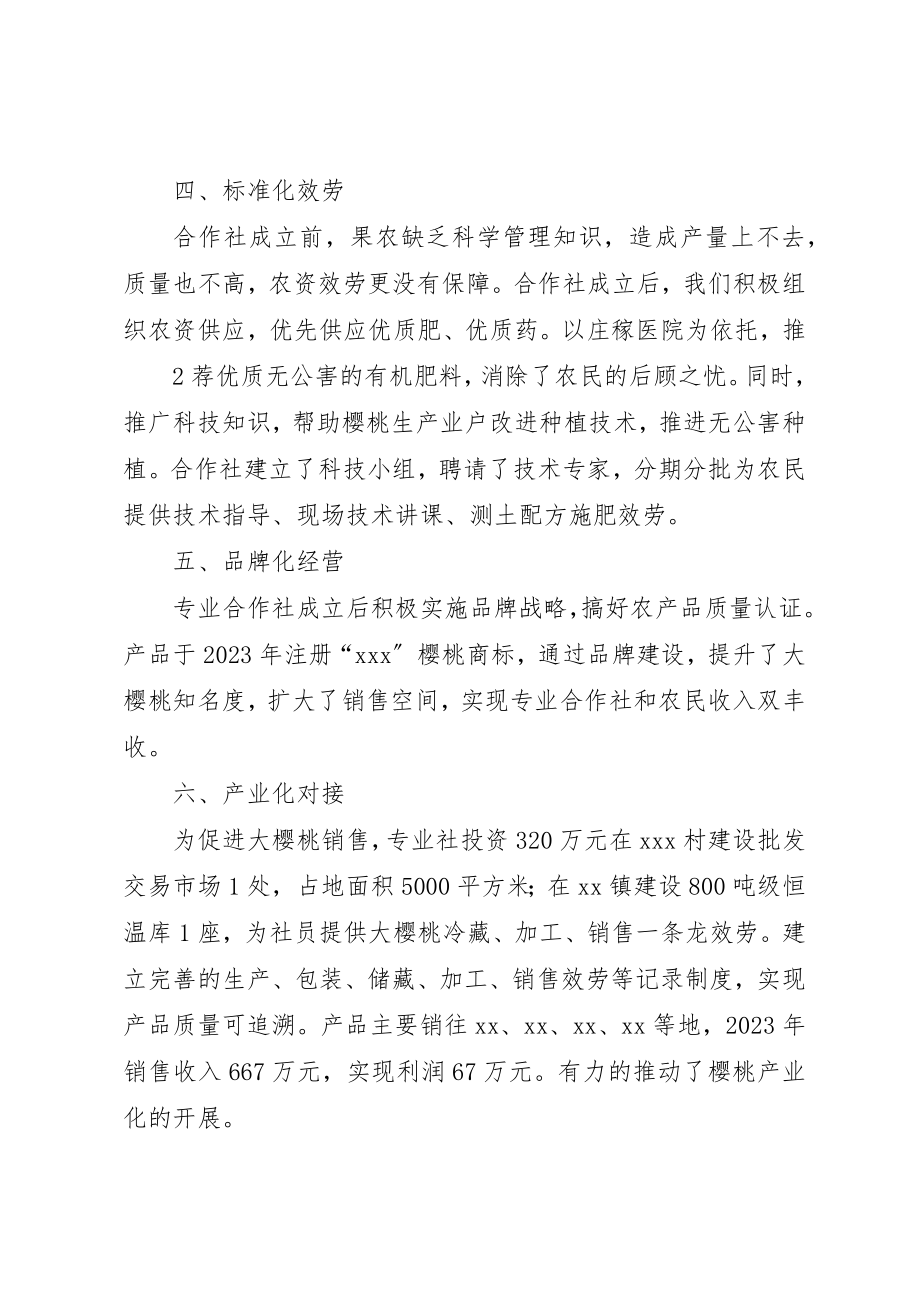 2023年大樱桃种植专业合作社经营情况汇报新编.docx_第3页