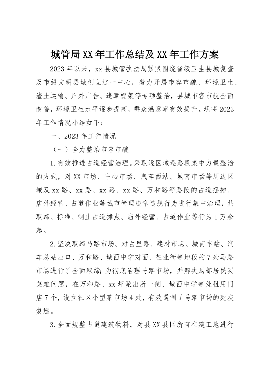 2023年城管局某年工作总结及某年工作计划.docx_第1页