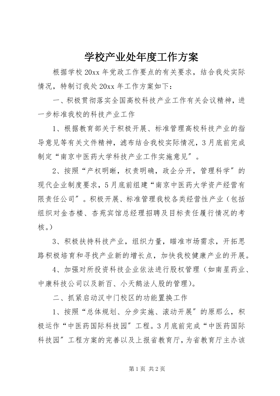 2023年学校产业处年度工作计划.docx_第1页