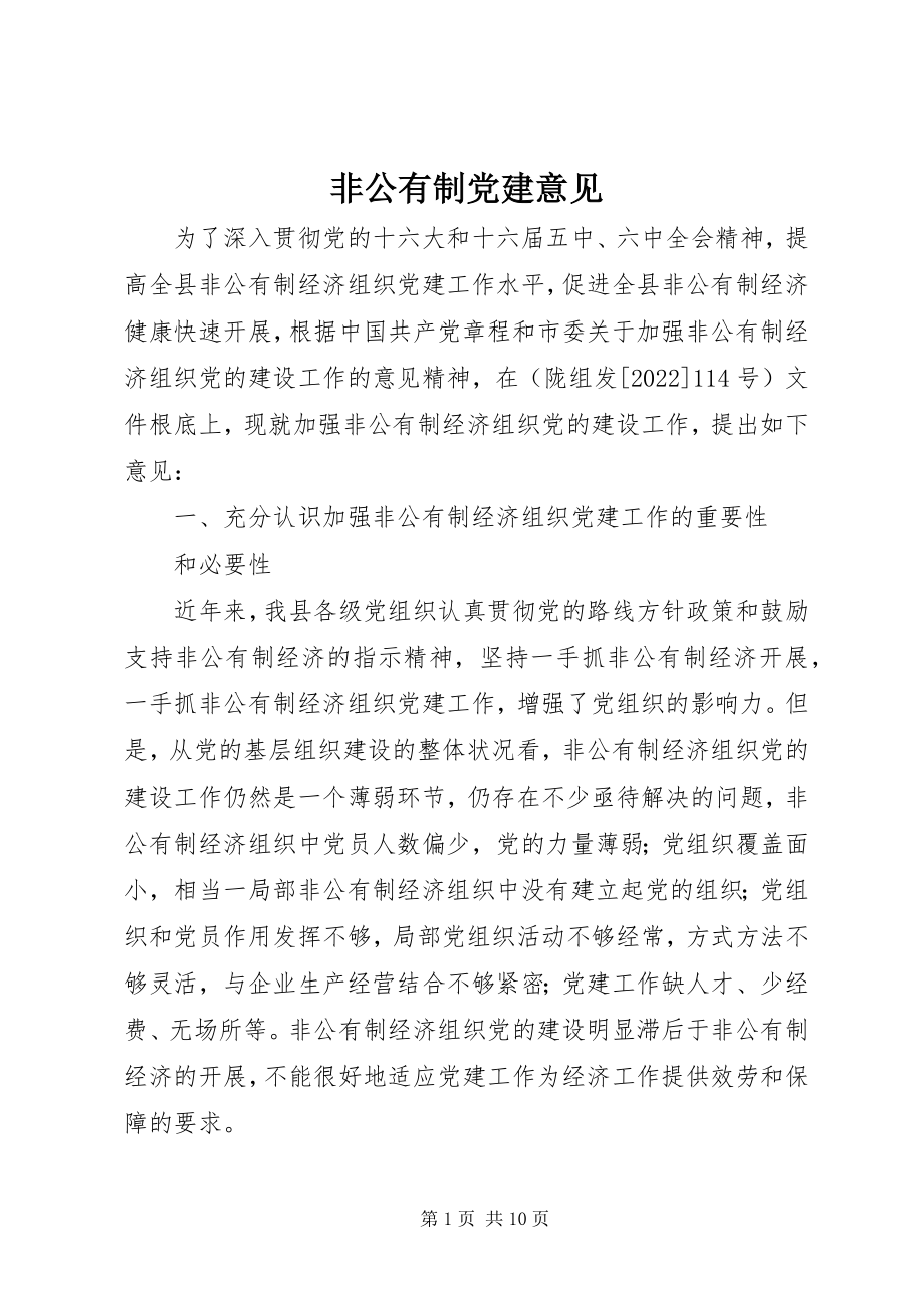 2023年非公有制党建意见.docx_第1页