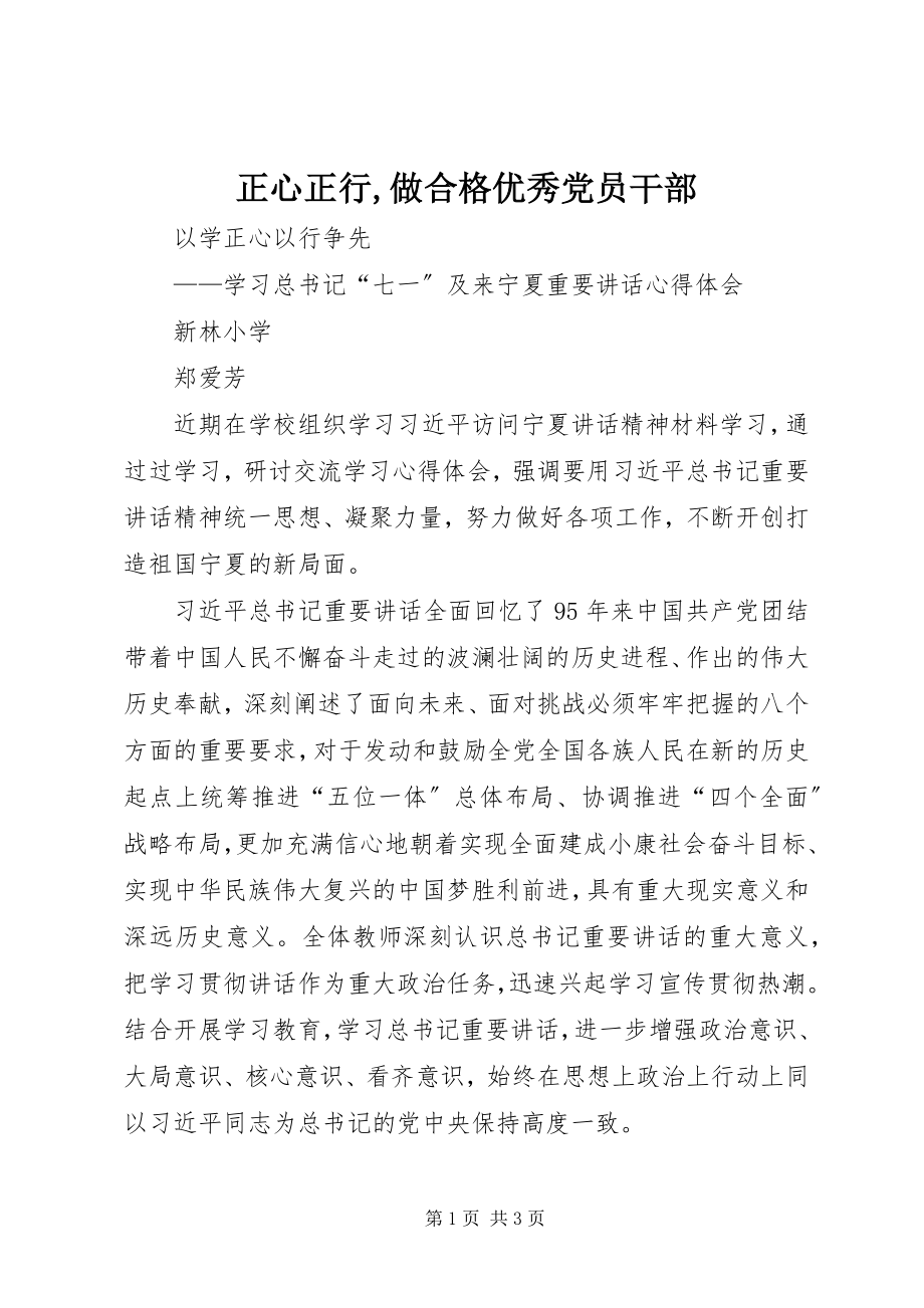 2023年正心正行做合格优秀党员干部.docx_第1页