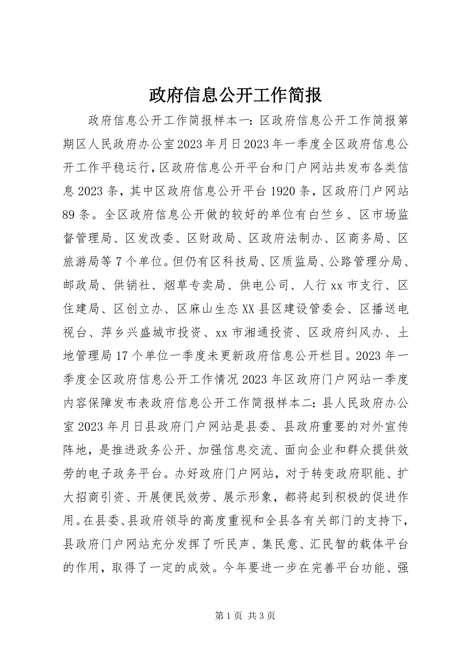 2023年政府信息公开工作简报.docx_第1页