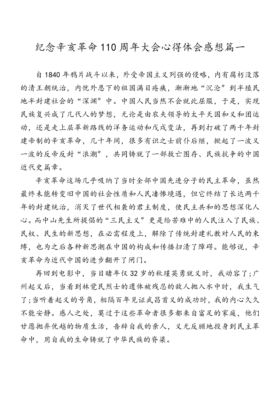 2023年纪念辛亥革命110周年大会心得体会感想10篇.doc_第2页