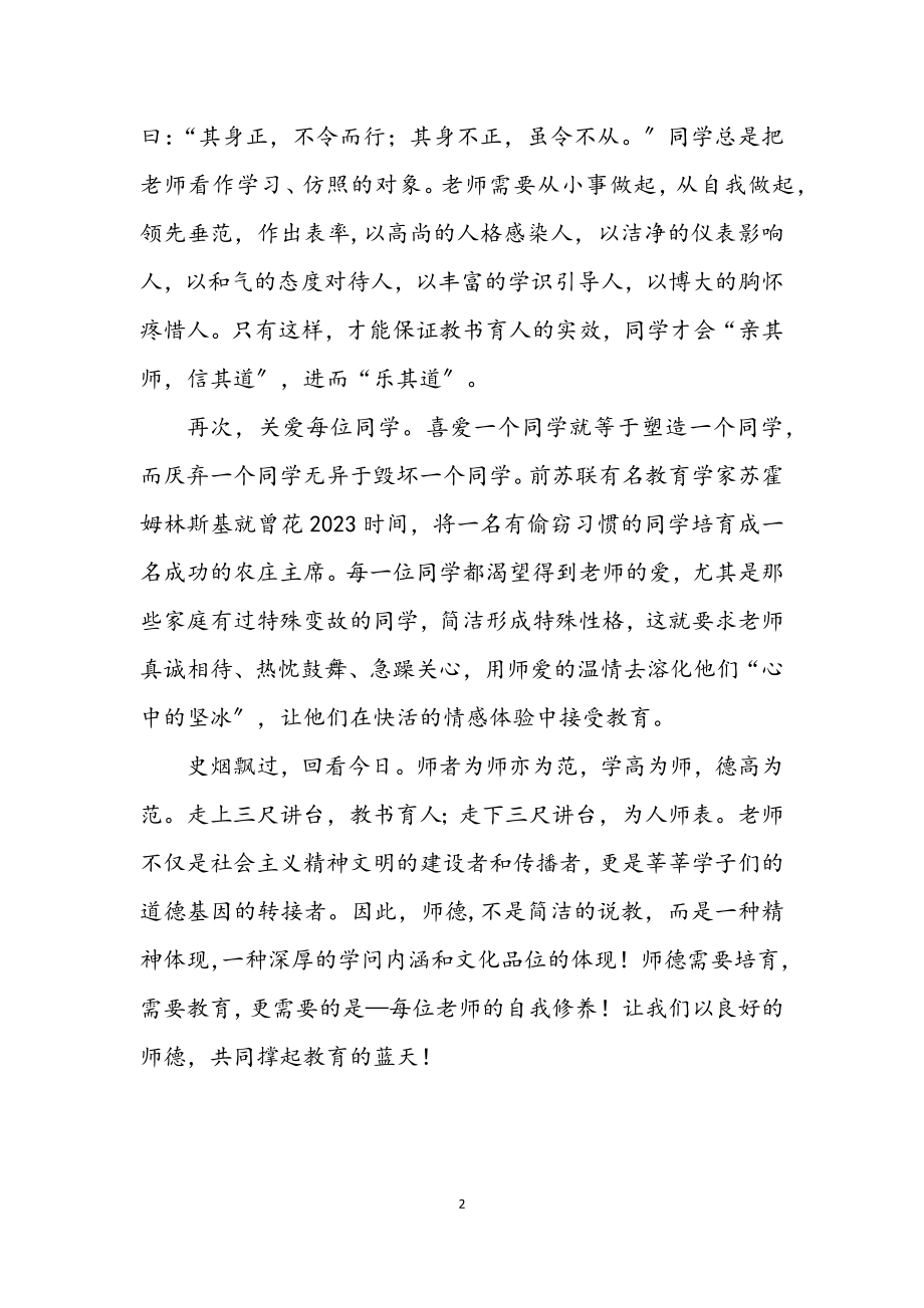 2023年青年教师师德师风建设发言稿.docx_第2页