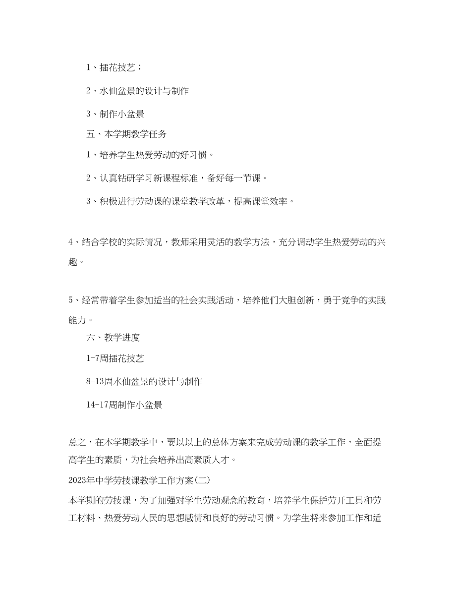 2023年劳技课教学工作计划.docx_第2页