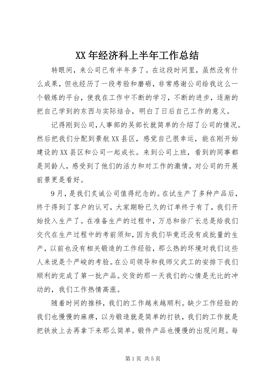 2023年经济科上半年工作总结.docx_第1页