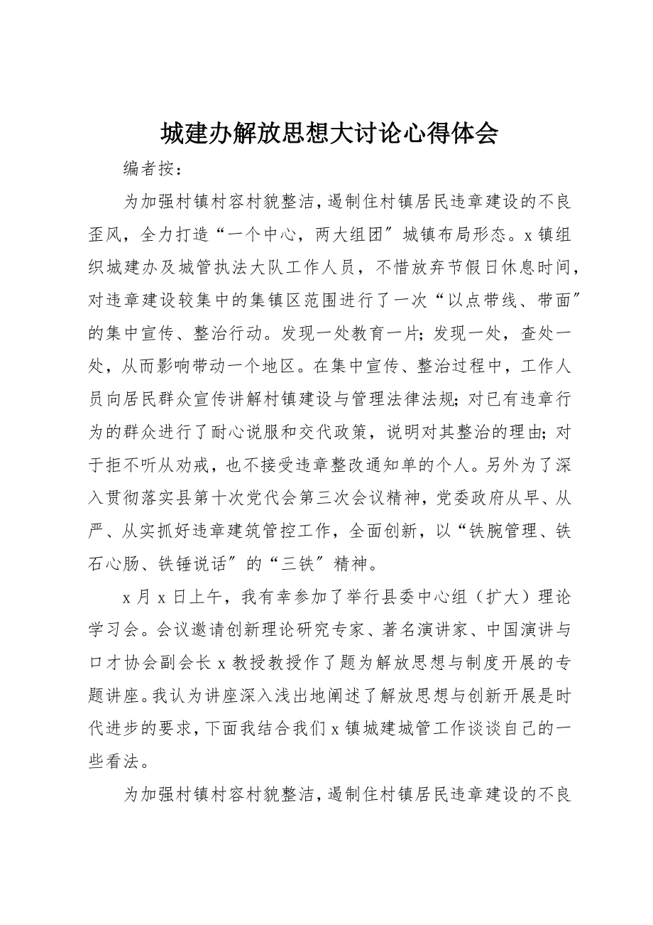 2023年城建办解放思想大讨论心得体会.docx_第1页