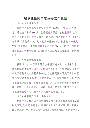 2023年城乡建设局年度主要工作总结.docx